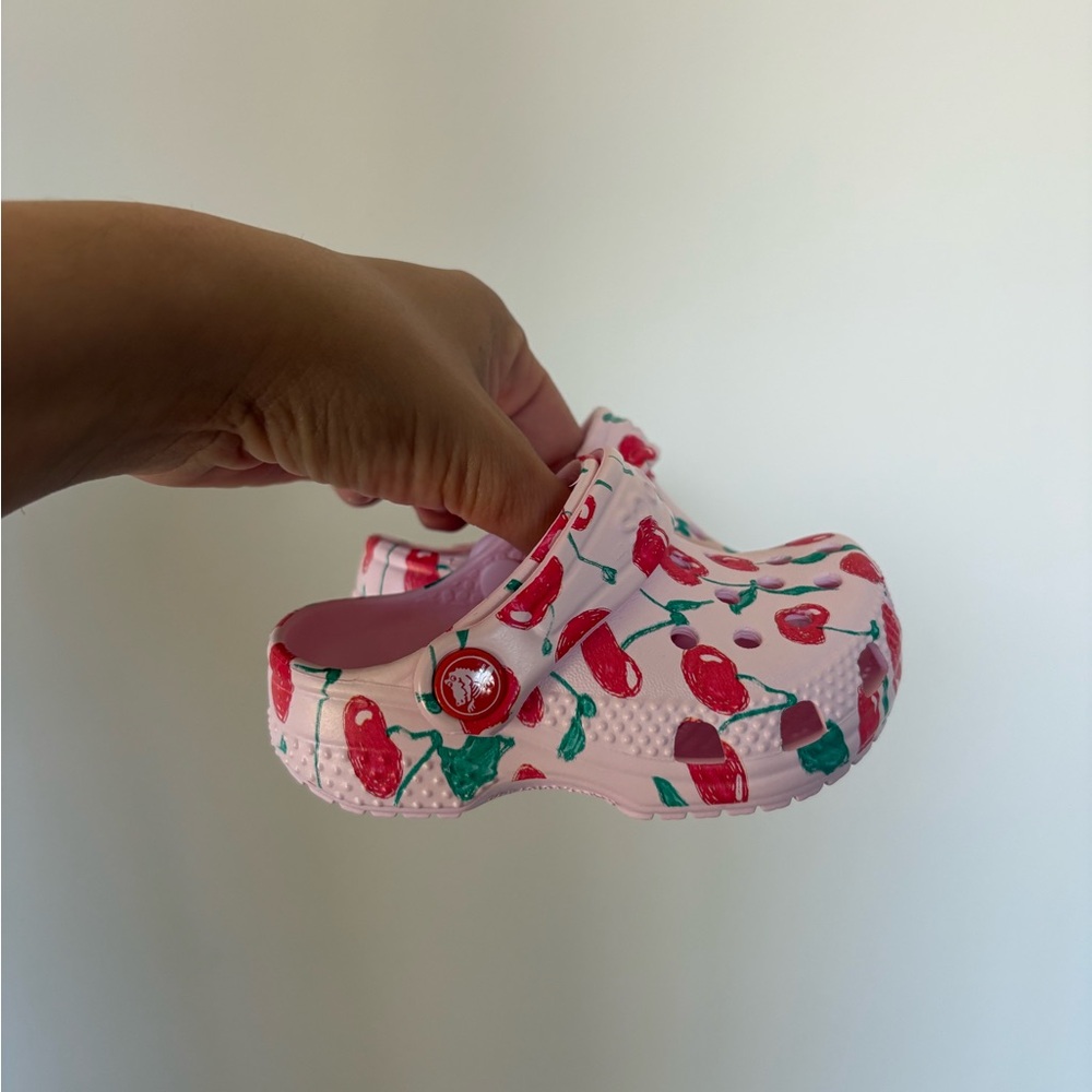 New CROCS Toddler Pink Cherry Print Classic Clog
